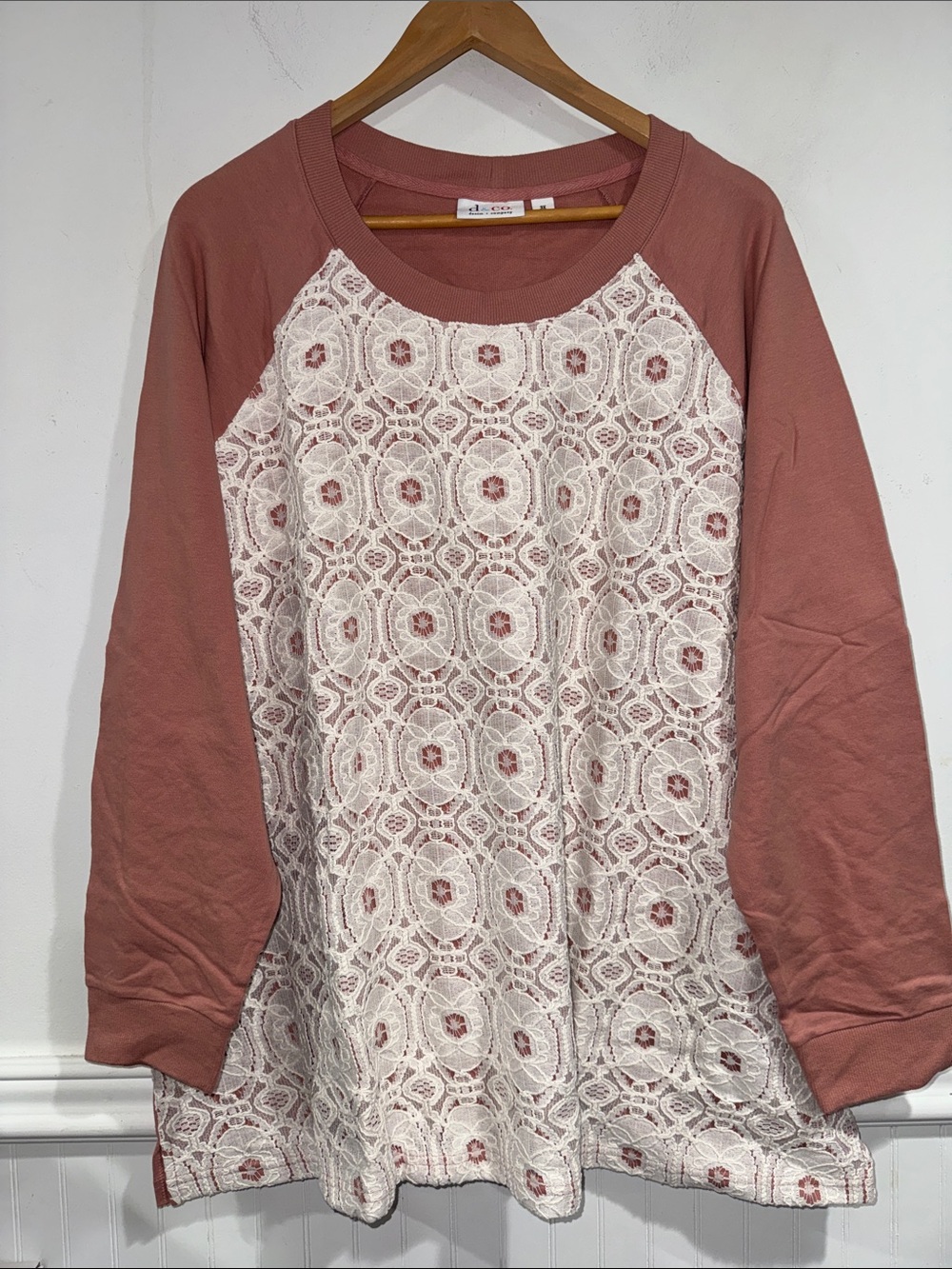 Denim & Co lace sweatshirt 3x NEW d&co